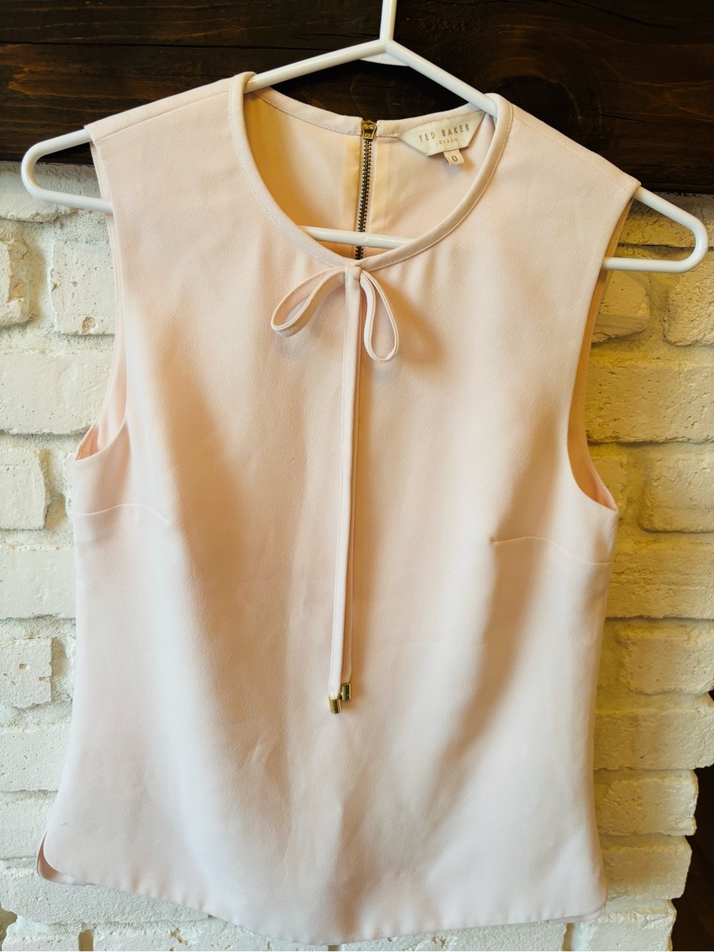 Ted Baker Light Pink Sleeveless Tie-Neck Shell Top